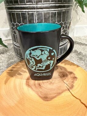 Fisher Black and Teal Aquarius Ceramic Mug - Zodiac Home Accent